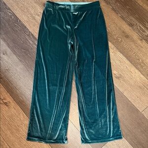 Green Velvet Wide-Leg Trousers